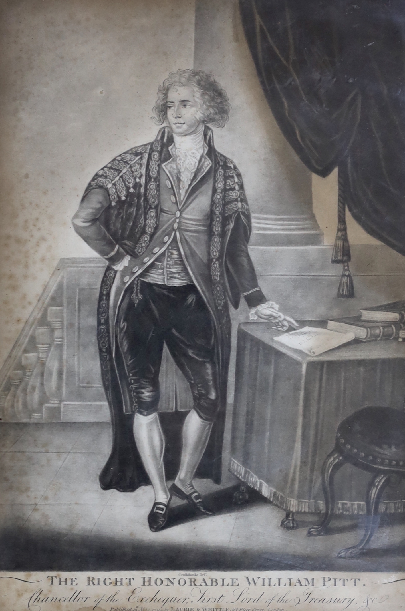 Two late 18th century mezzotints comprising The Right Honorable Charles James Fox and William Pitt, one after Isaac Cruikshank (1764-1811), each publ. Laurie & Whittle, 35 x 25cm